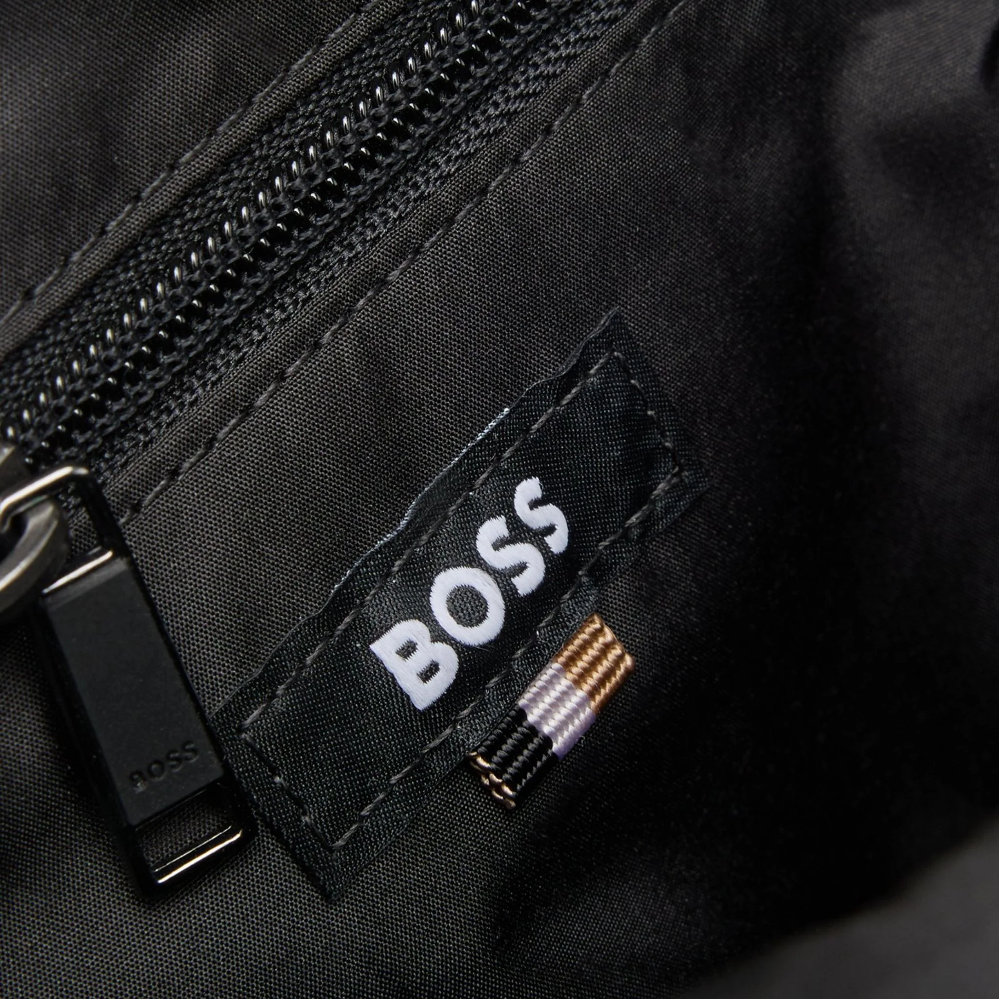 BOSS Catch 3.0 Black NS Zip Top Cross Body Bag with Raised White Logo - Image 4
