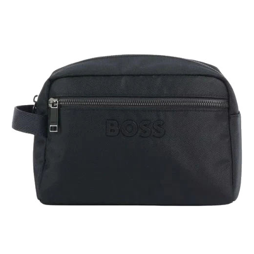 BOSS Catch 3.0 Navy Blue Washbag with Signature Stripes