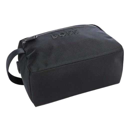 BOSS Catch 3.0 Navy Blue Washbag with Signature Stripes - Image 4