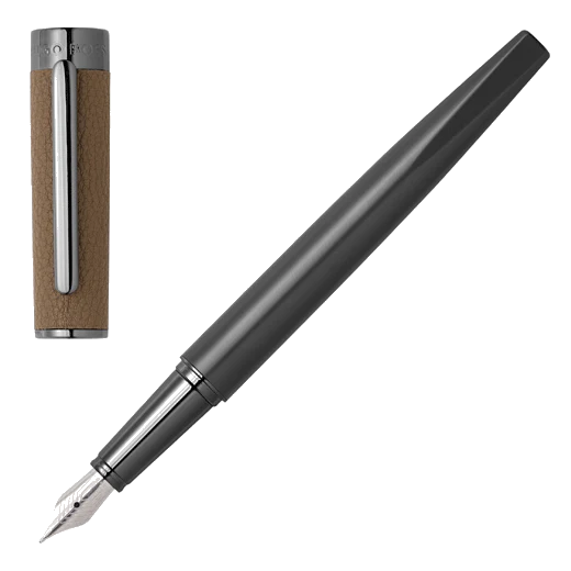 BOSS Corium Chrome Fountain Pen Camel