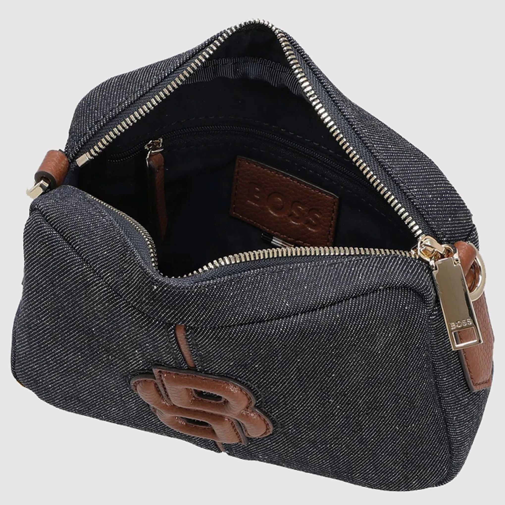 BOSS Cotton Anett Navy Cross Body Bag with Double ‘B’ Monogram - Image 4