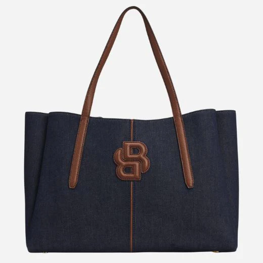 BOSS Cotton-Denim Anett Tote Bag with Double 'B' Monogram