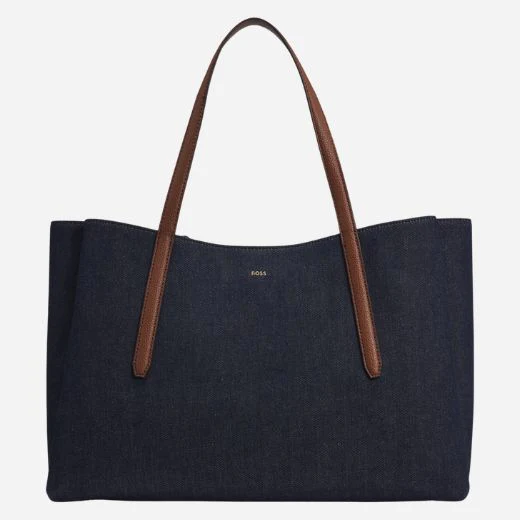 BOSS Cotton-Denim Anett Tote Bag with Double 'B' Monogram - Image 2