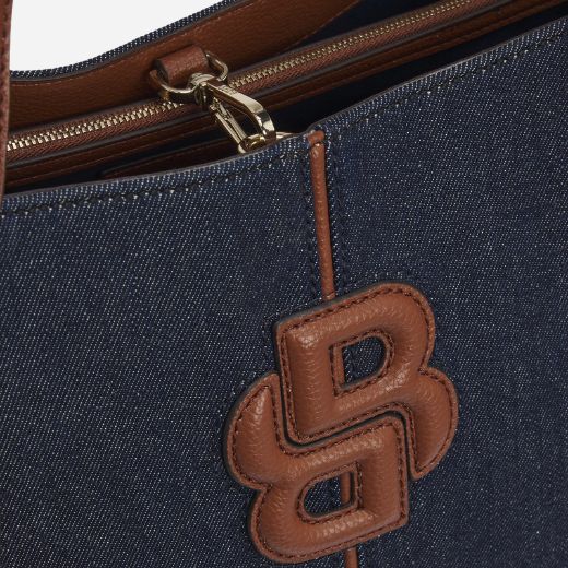 BOSS Cotton-Denim Anett Tote Bag with Double 'B' Monogram - Image 5