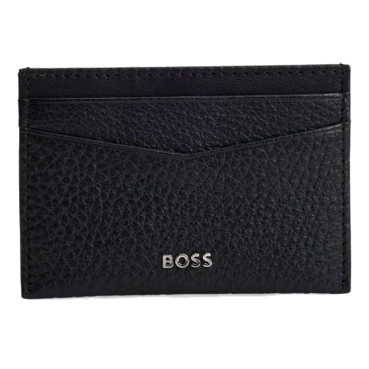BOSS Crosstown 4CC Grained Black Leather Card Holder