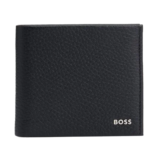 BOSS Crosstown 8CC Black Grained Leather Bifold Wallet