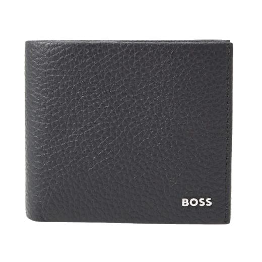 BOSS Crosstown 8CC Navy Grained Leather Bifold Wallet