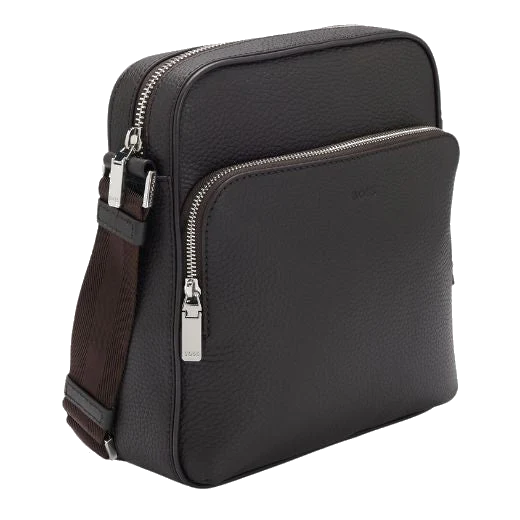 BOSS Crosstown Brown Grained Leather Reporter Bag - Image 3