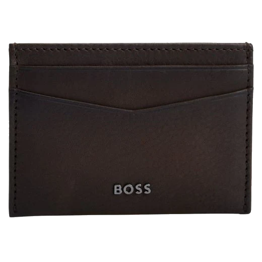 BOSS Crosstown Brown Suede 4CC Card Holder
