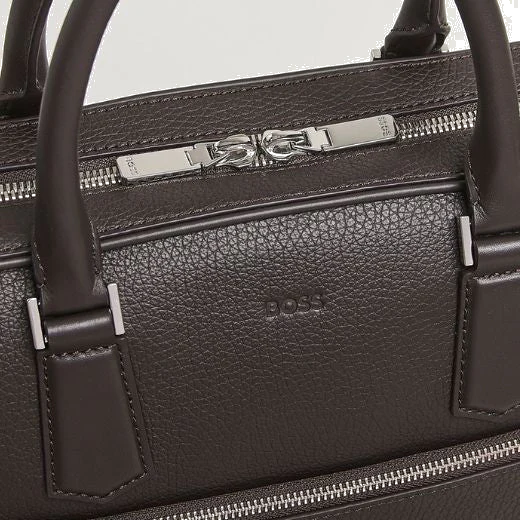 BOSS Crosstown Grained Italian Leather Brown Document Case - Image 2
