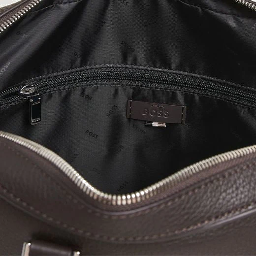 BOSS Crosstown Grained Italian Leather Brown Document Case - Image 3