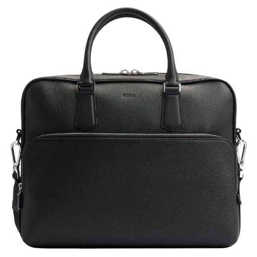 BOSS Crosstown Italian Leather Black Document Case