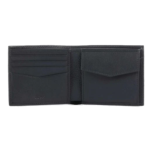 BOSS Crosstown Navy Bifold Grained Leather 4CC Coin Wallet - Image 2