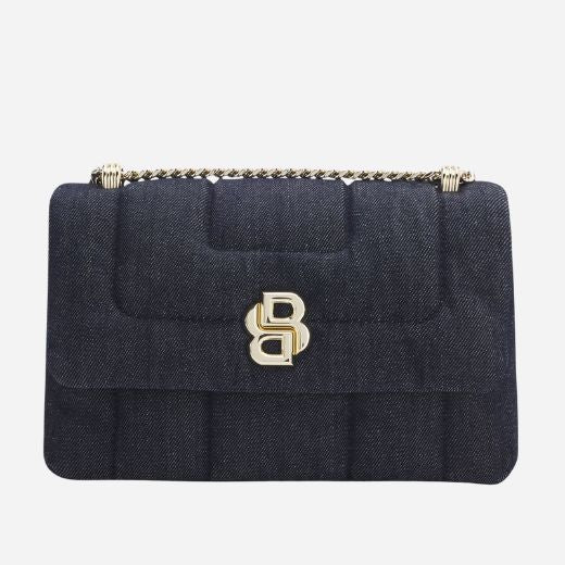 BOSS Denim Quilted Shoulder Bag with Double 'B' Monogram