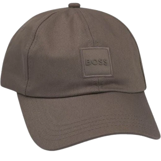 BOSS Derrel Brown Cotton Cap with Embroidered Patch Logo