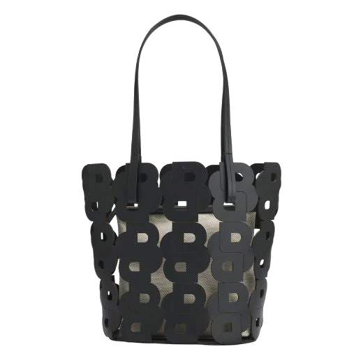 BOSS Double 'B' Monogram Black Leather Lindah Tote Bag & Pouch