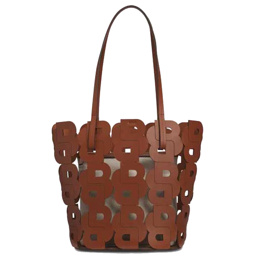 BOSS Lindah Double 'B' Monogram Brown Leather Tote Bag With Pouch