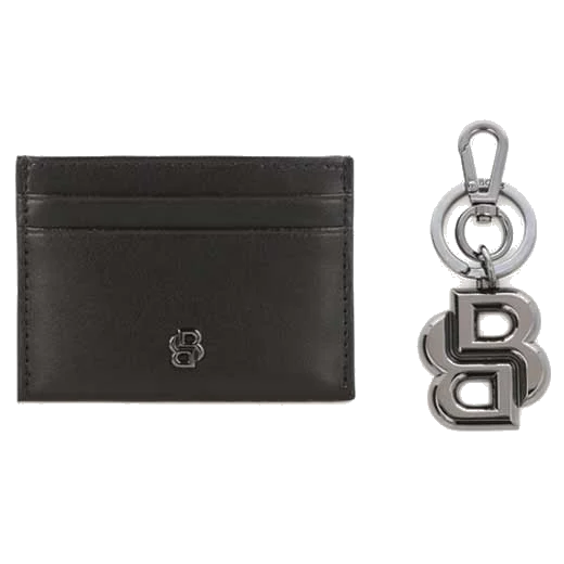 BOSS GBBM Card Holder & Gunmetal Keyring Gift Set