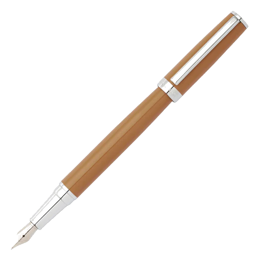 BOSS Gear Icon Camel & Chrome Fountain Pen - Image 2