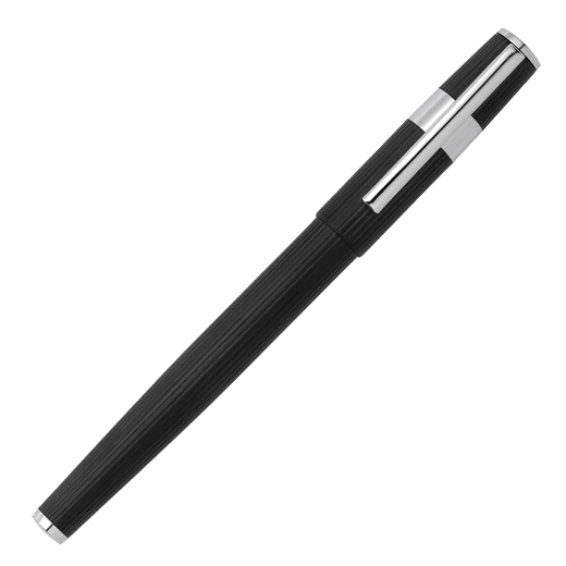 BOSS Gear Pinstripe Fountain Pen Black and Chrome - Image 2