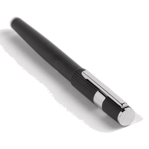 BOSS Gear Pinstripe Fountain Pen Black and Chrome - Image 4