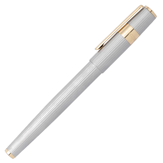 BOSS Gear Pinstripe Fountain Pen Silver & Gold - Image 2