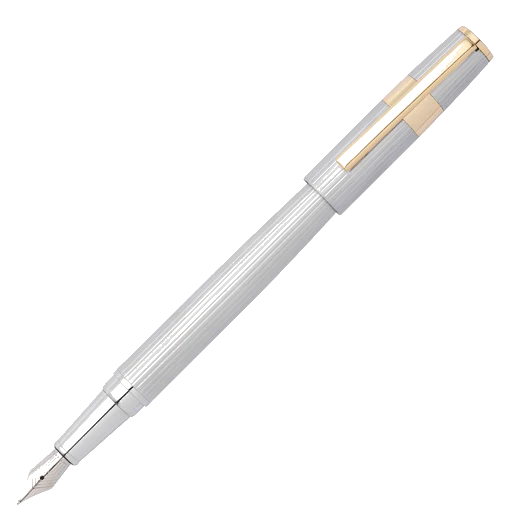 BOSS Gear Pinstripe Fountain Pen Silver & Gold - Image 3