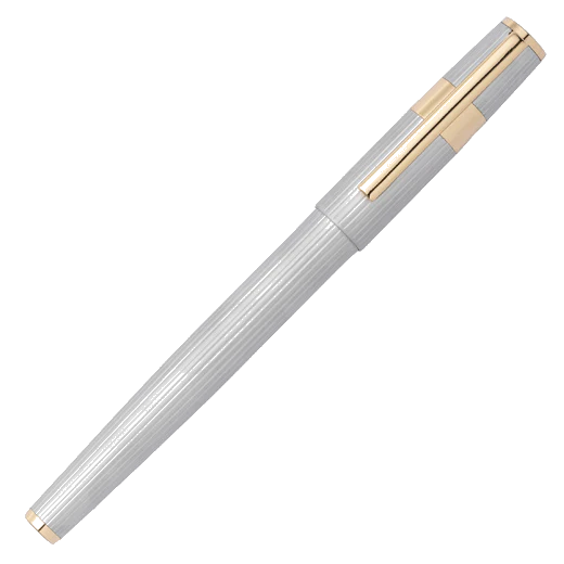 BOSS Gear Pinstripe Fountain Pen Silver & Gold - Image 5