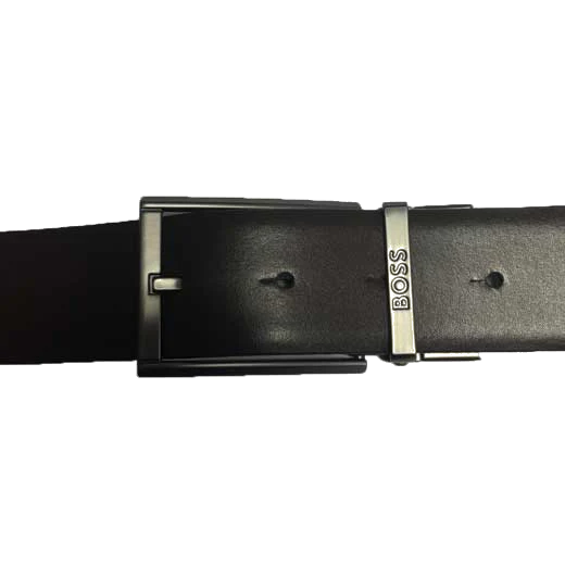BOSS Gemmy Reversible Black and Brown Leather Interchangeable Plaque and Pin Buckle Belt - Image 4