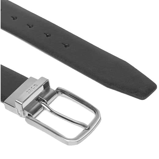 BOSS Ginn Reversible Black & Navy Leather Plaque & Pin Buckle Belt - Image 4