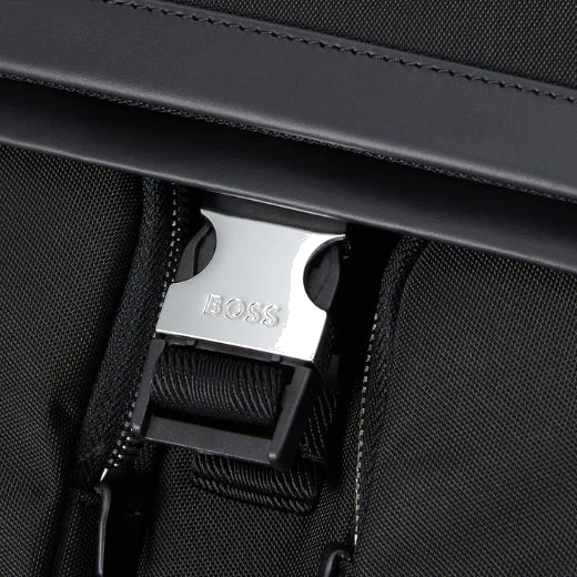 BOSS Highway Black Nylon & Leather Trim Roll Top Backpack - Image 5