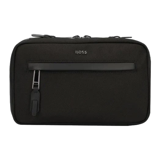 BOSS Highway Wash Bag Black with Two-way Zip