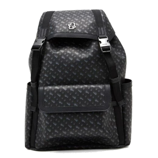 BOSS Icon Monogram Print Faux Leather Backpack