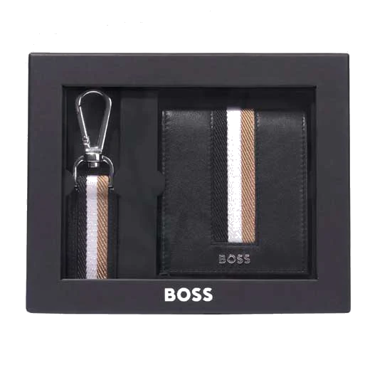 BOSS Iconic Stripe 4CC Wallet and Keyring Gift Set - Image 4