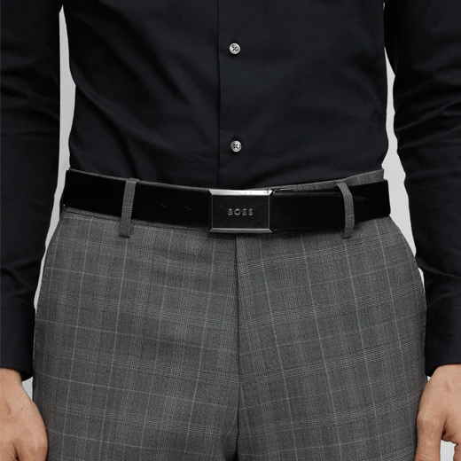 BOSS Interchangeable Plaque & Pin Buckle Reversible Belt Black - Image 2