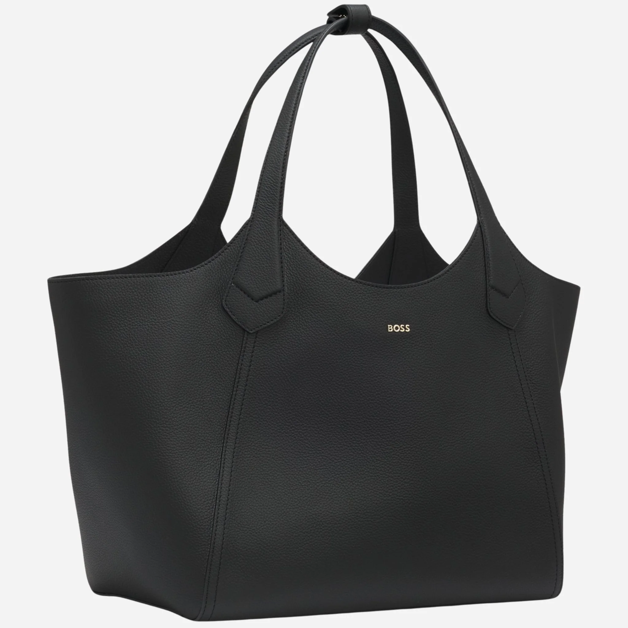 BOSS Lenah Black Leather New Tote Bag with Metallic Logo - Image 3
