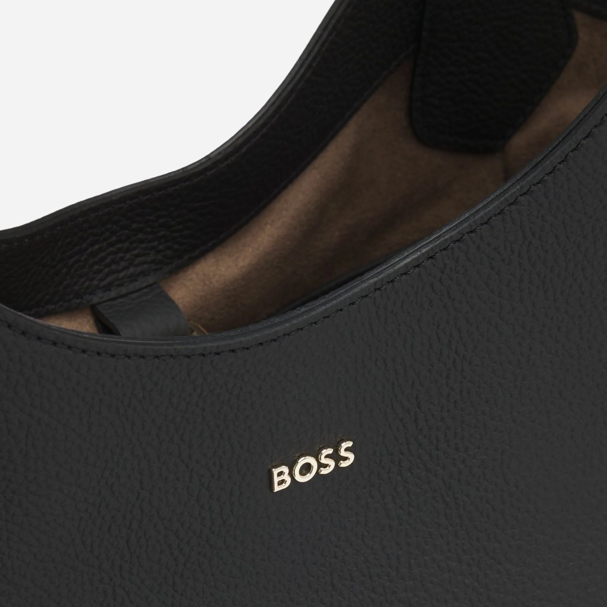 BOSS Lenah Black Leather New Tote Bag with Metallic Logo - Image 4