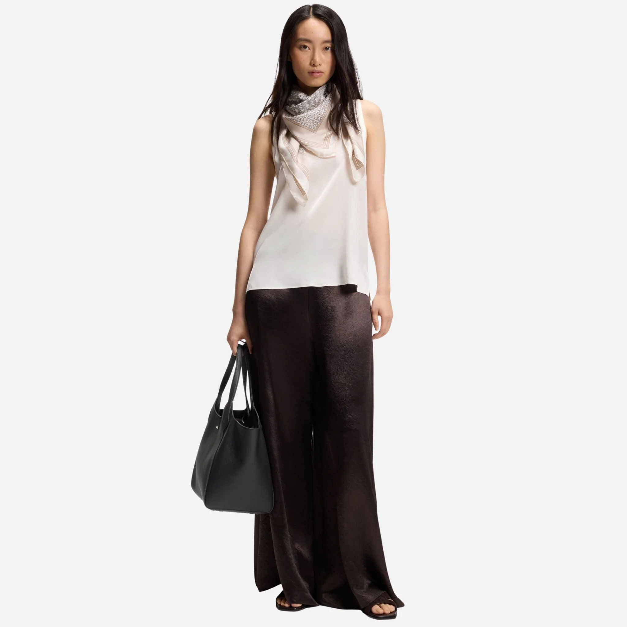 BOSS Lenah Black Leather New Tote Bag with Metallic Logo - Image 7