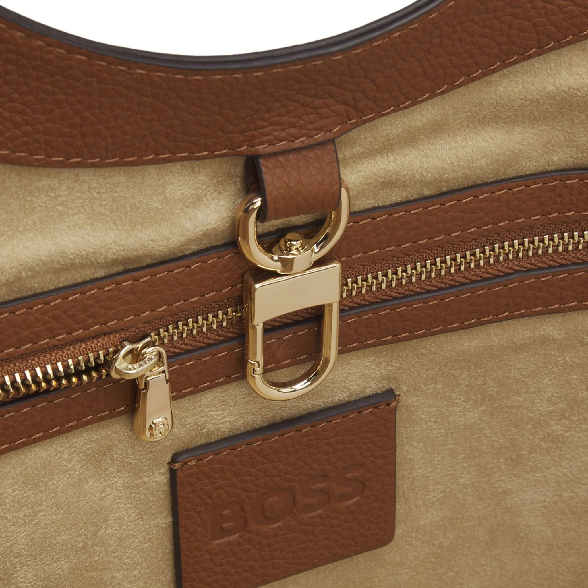 BOSS Lenah Brown Leather New Tote Bag with Metallic Logo - Image 5