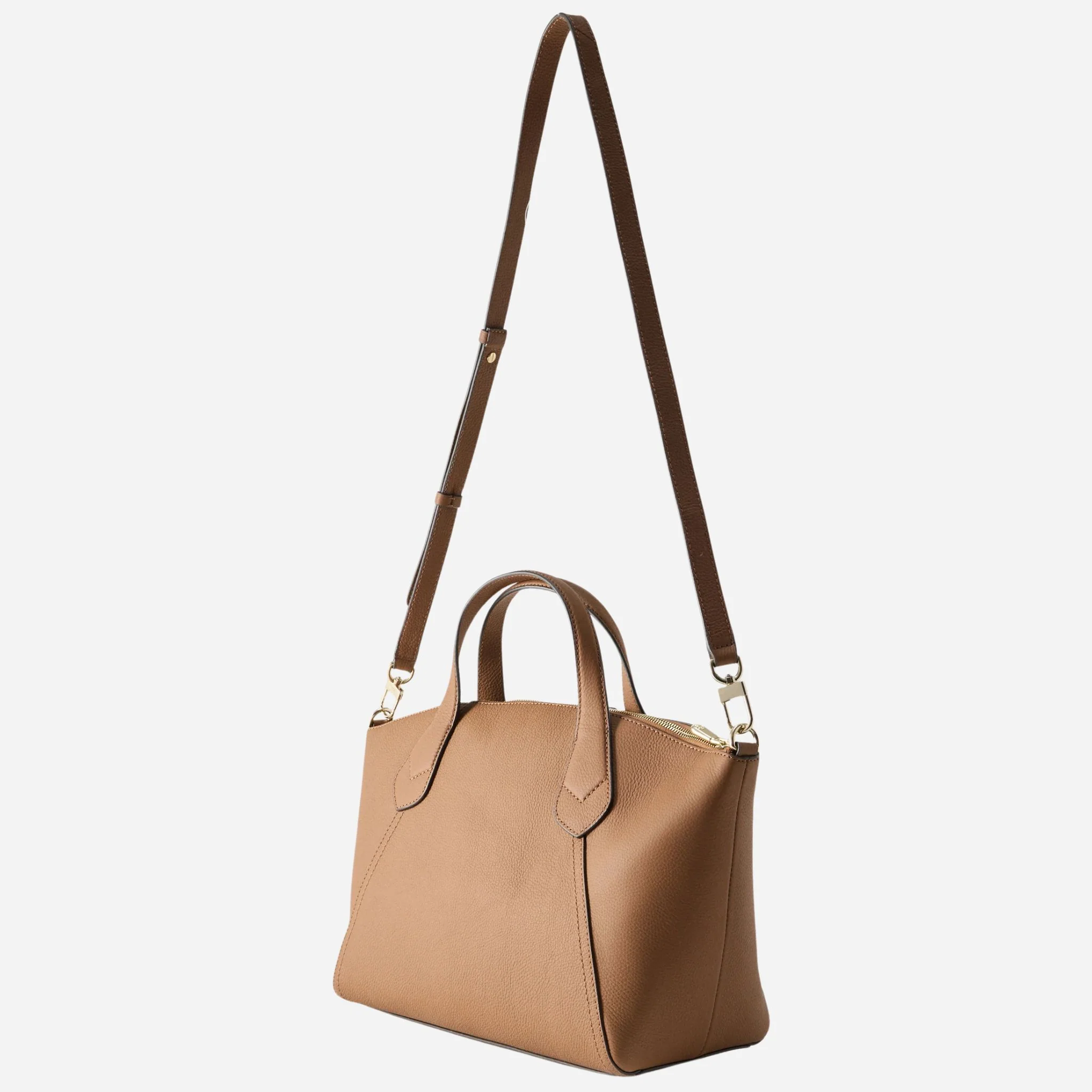 BOSS Lenah Brown Zip Tote Bag with Metal Logo - Image 2