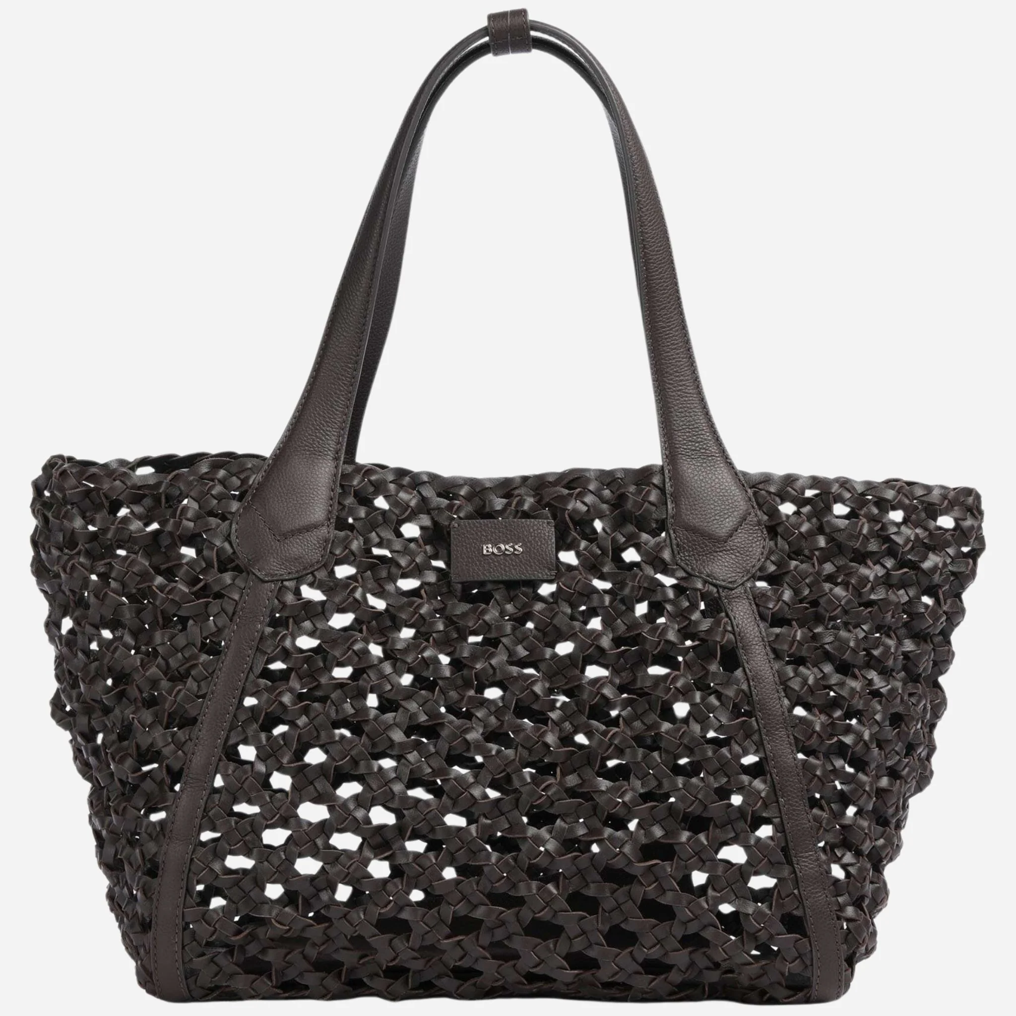 BOSS Lenah Dark Brown Tote Bag with Zipped Pouch