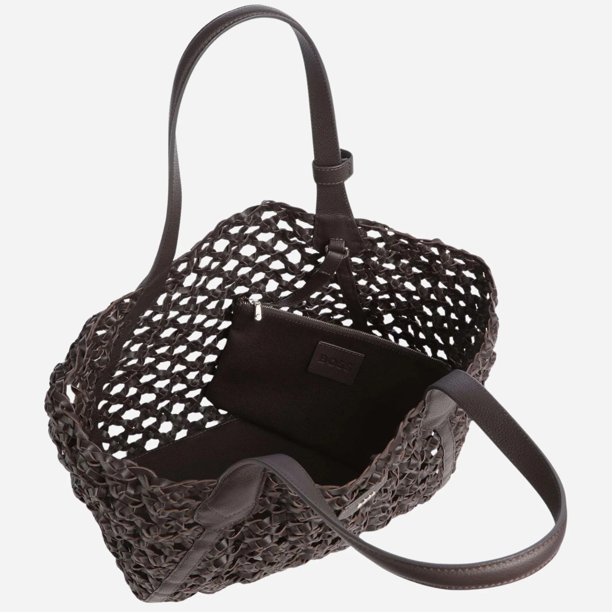 BOSS Lenah Dark Brown Tote Bag with Zipped Pouch - Image 4