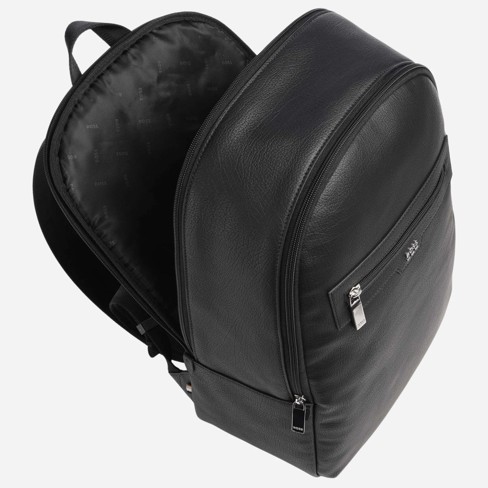 BOSS Lewys Black Backpack with Metal Logo and Signature Three Stripes - Image 3