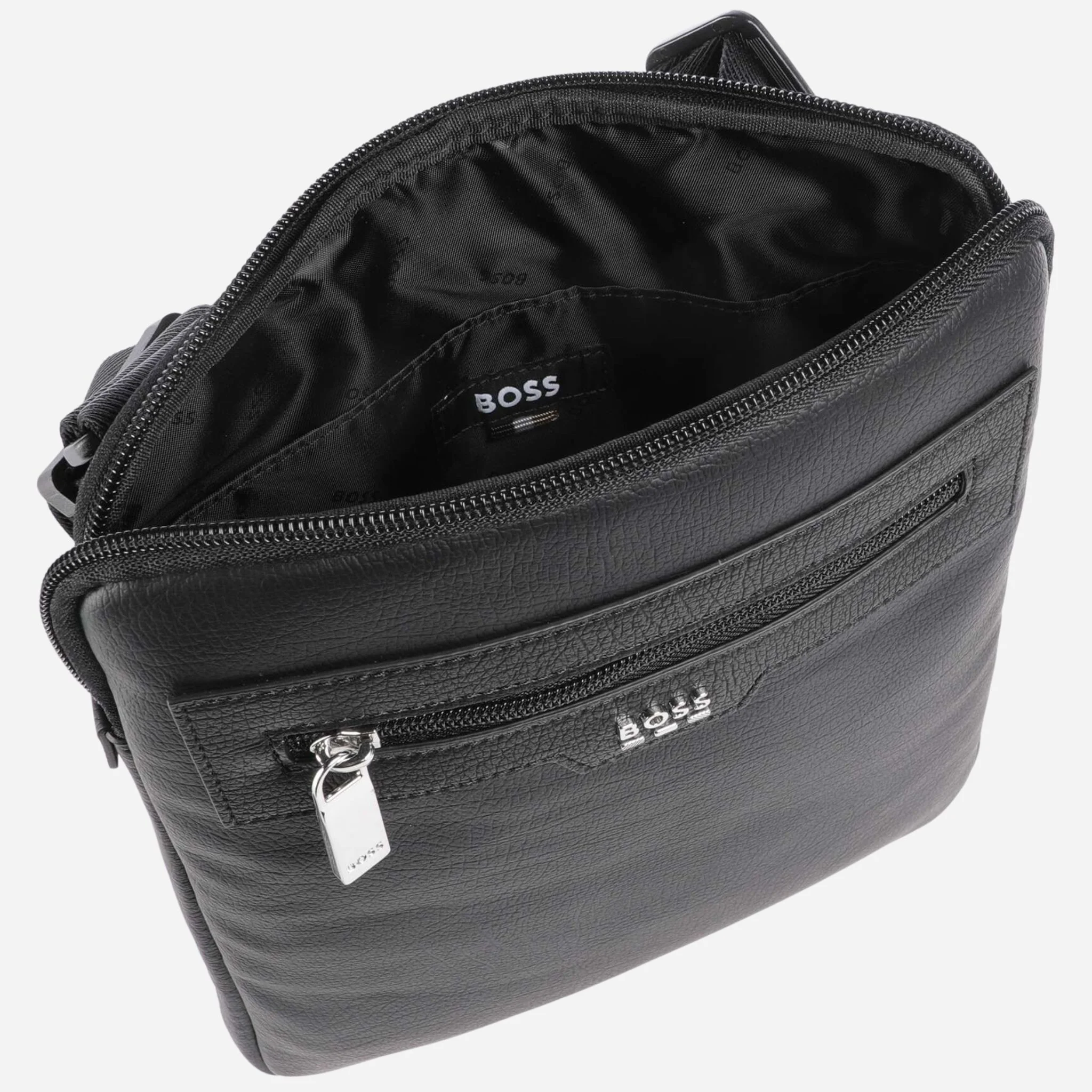 BOSS Lewys Black Envelope Bag with Metal Logo and Signature Three Stripes - Image 4