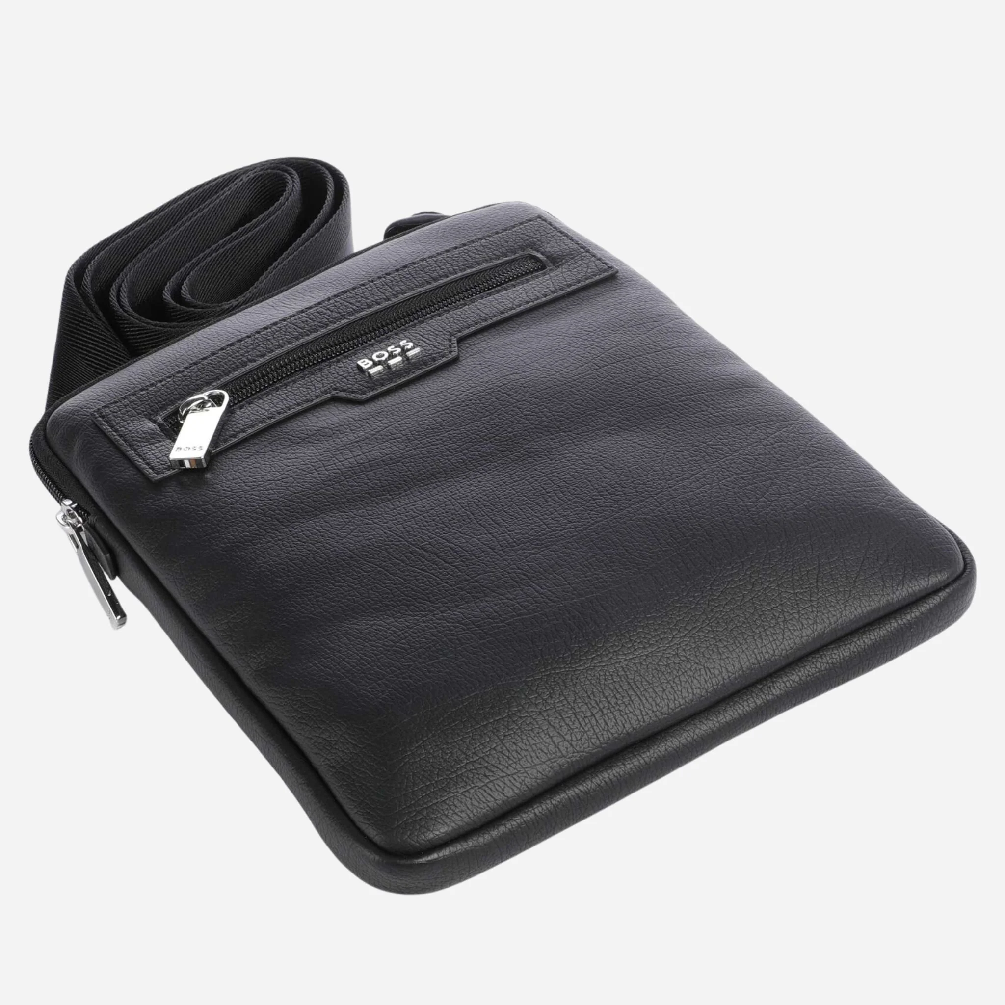 BOSS Lewys Black Envelope Bag with Metal Logo and Signature Three Stripes - Image 5