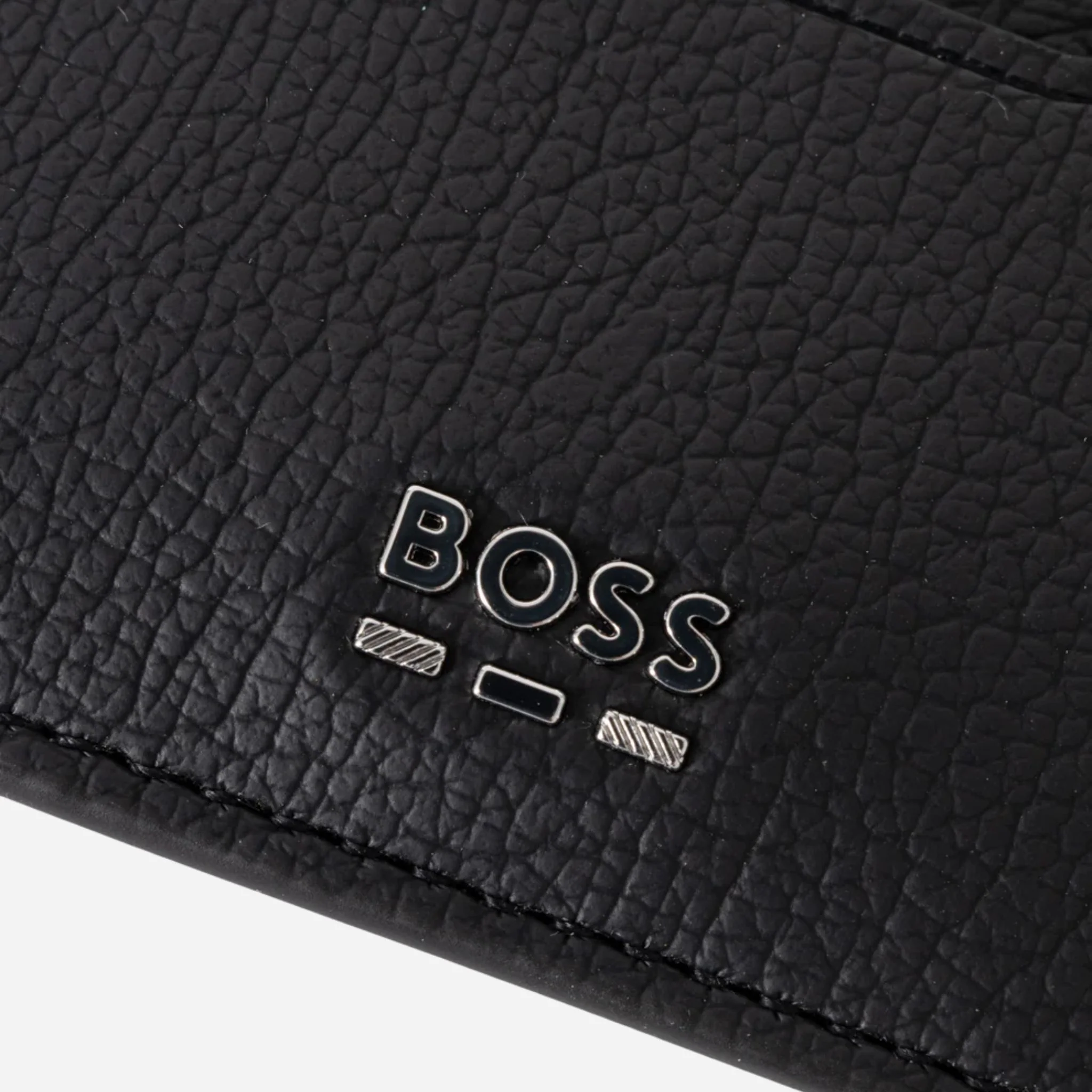 BOSS Lewys Black Faux Leather 4CC Card Holder with Metal Logo - Image 3
