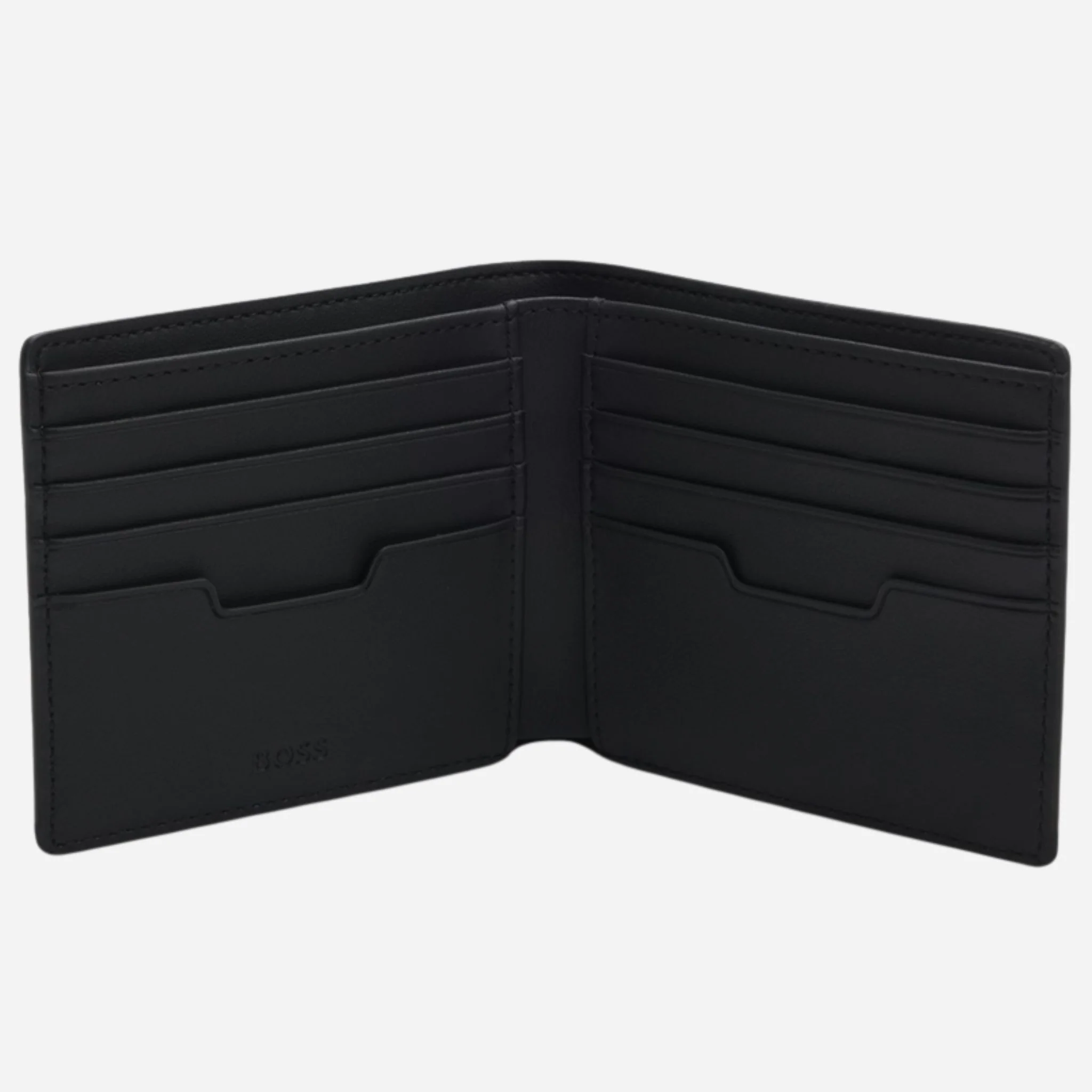 BOSS Lewys Black Faux Leather 8CC Bifold Wallet with Metal Logo - Image 3
