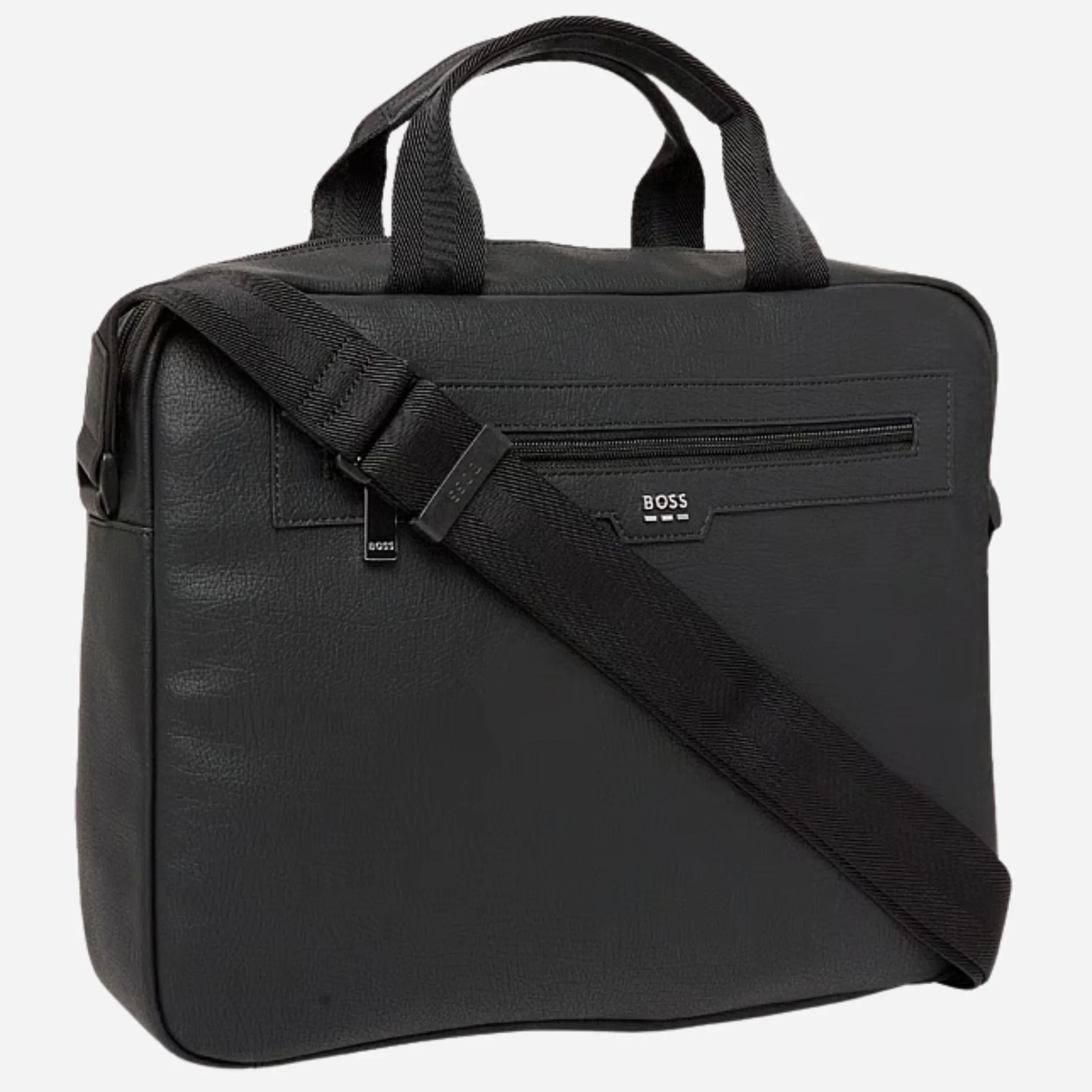 BOSS Lewys Black Faux Leather Zip Document Case with Metal Logo - Image 3