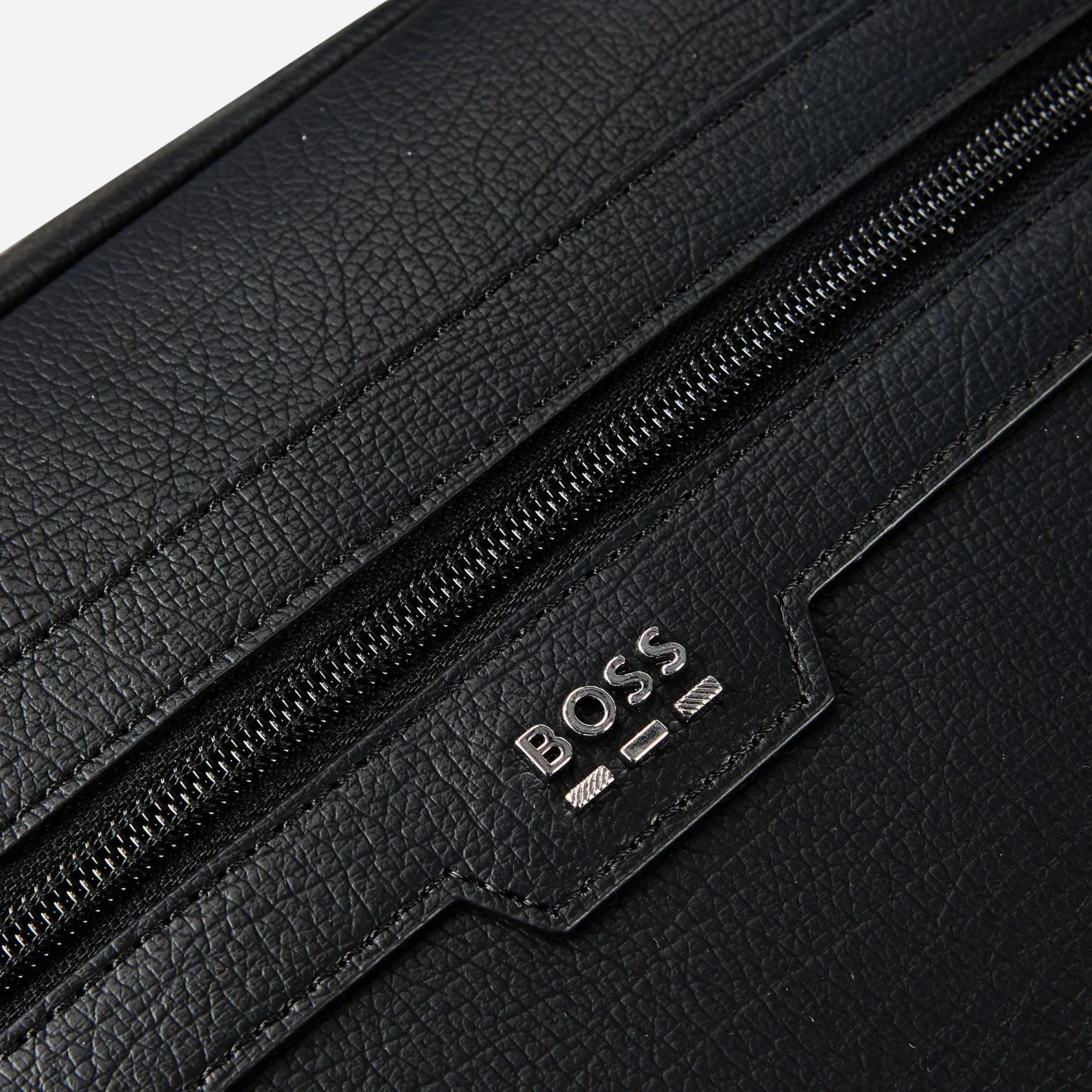 BOSS Lewys Black Faux Leather Zip Document Case with Metal Logo - Image 5