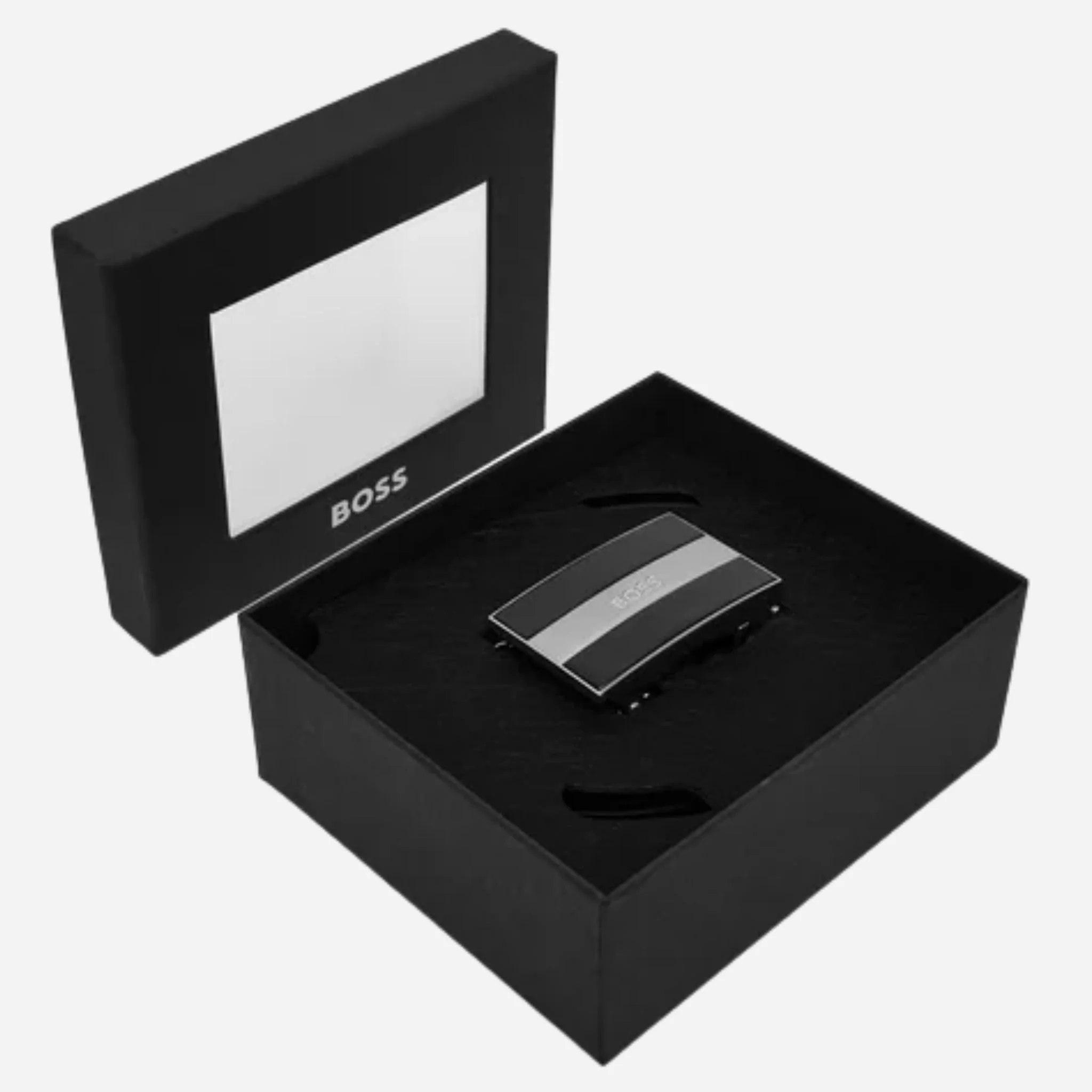 BOSS Men’s Icon Leat Smooth Black Leather Belt with Plaque Buckle - Image 4